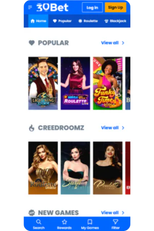 Live casino in de 30Bet app