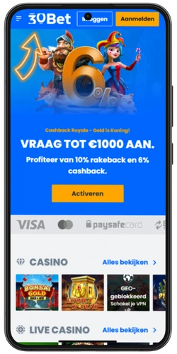 30Bet open de officiële website