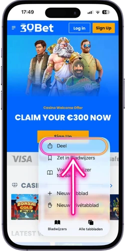30 Bet Casino Deelknop