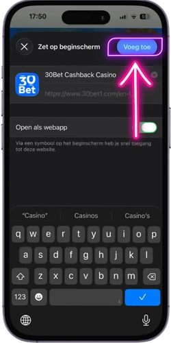 30 bet casino Voeg Toe Knop